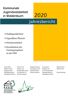 Jahresbericht Jugendarbeit Waldenbuch 2020