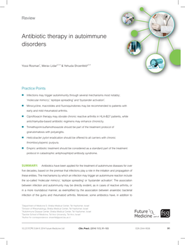 Antibiotic Therapy in Autoimmune Disorders