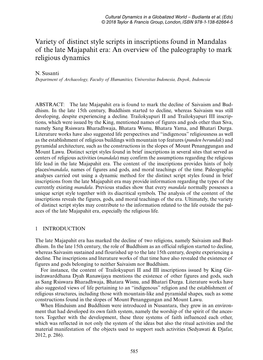 Variety of Distinct Style Scripts in Inscriptions Found in Mandalas of the Late Majapahit Era: an Overview of the Paleography to Mark Religious Dynamics