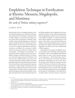 Emplekton Technique in Fortification at Ithome/Messene, Megalopolis, and Mantinea: the Work of Theban Military Engineers?*