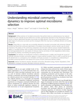 Understanding Microbial Community Dynamics to Improve Optimal Microbiome Selection Robyn J