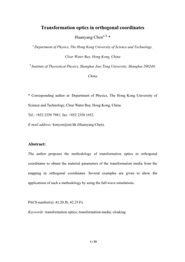 Transformation Optics in Orthogonal Coordinates