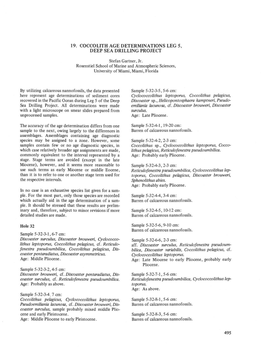 19. Coccolith Age Determinations Leg 5, Deep Sea Drilling Project