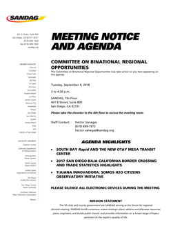 Meeting Notice and Agenda