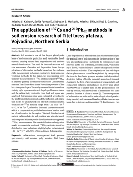 The Application of 137Cs and 210Pbex Methods in Soil Erosion