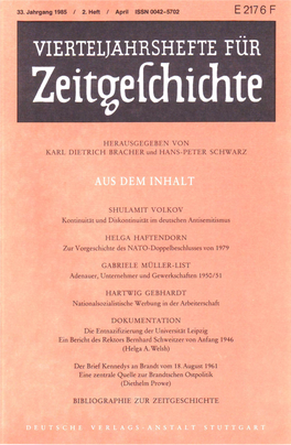 Vierteljahrshefte Für Zeitgeschichte Jahrgang 33(1985) Heft 2