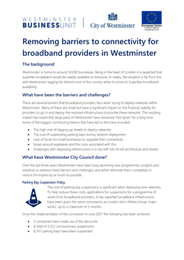 Removing Barriers to Connectivity for Broadband Providers in Westminster