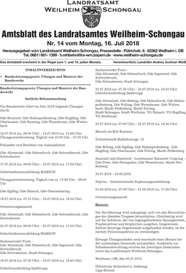 Amtsblatt Des Landratsamtes Weilheim-Schongau Nr