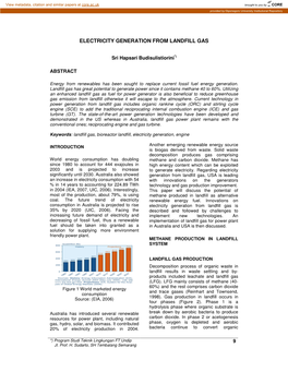 Electricity Generation from Landfill Gas