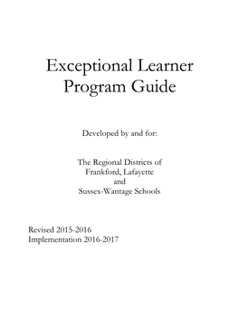 Exceptional Learner Program Guide