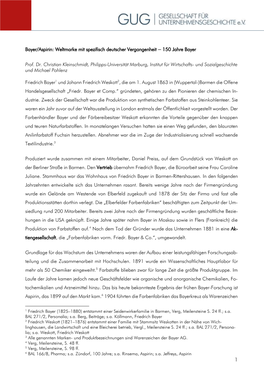 Bayer/Aspirin: Weltmarke Mit Spezifisch Deutscher Vergangenheit – 150 Jahre Bayer