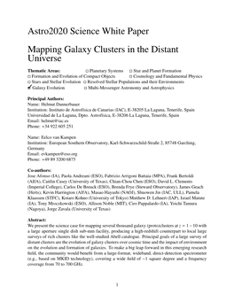 Mapping Galaxy Clusters in the Distant Universe