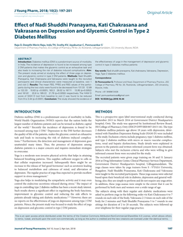 Effect of Nadi Shuddhi Pranayama, Kati Chakrasana and Vakrasana on Depression and Glycemic Control in Type 2 Diabetes Mellitus