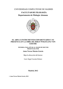 UNIVERSIDAD COMPLUTENSE DE MADRID FACULTAD DE FILOLOGÍA Departamento De Filología Alemana