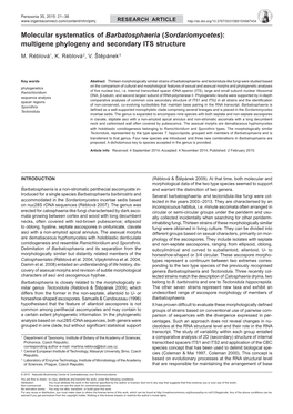 Molecular Systematics of Barbatosphaeria (Sordariomycetes): Multigene Phylogeny and Secondary ITS Structure