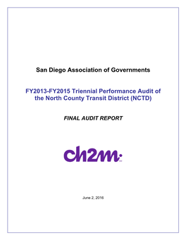 FY2013-FY2015 Triennial Performance Audit of the North County Transit District (NCTD)