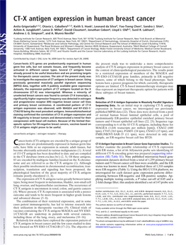 CT-X Antigen Expression in Human Breast Cancer