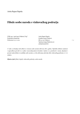 Fibule Seobe Naroda S Vinkovačkog Područja