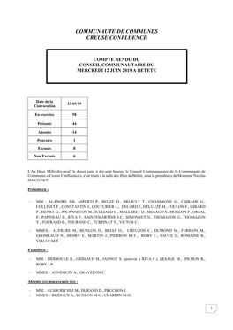 Conseil Communautaire Du 12 06 2019