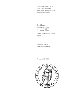 Rapid Parser Prototyping in Common Lisp Thesis for the Cand.Philol