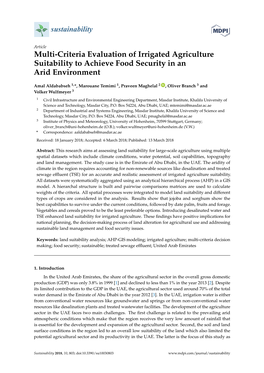 Multi-Criteria Evaluation of Irrigated Agriculture Suitability to Achieve Food Security in an Arid Environment