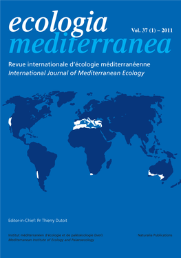Revue Internationale D'écologie Méditerranéenne International Journal of Mediterranean Ecology