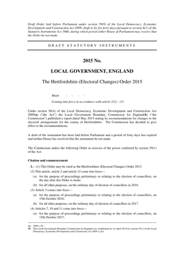 The Hertfordshire (Electoral Changes) Order 2015