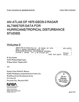 An Atlas of 1975 Geos-3 Radar Altimeter Data for Hurricane/Tropical Disturbance Studies