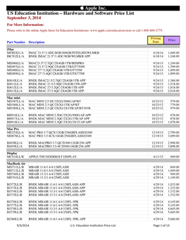 US EDU Price List 09032014