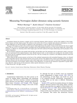 Measuring Norwegian Dialect Distances Using Acoustic Features