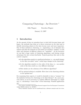 Comparing Clusterings - an Overview ∗