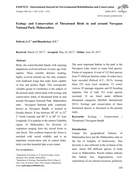 Ecology and Conservation of Threatened Birds in and Around Navegaon National Park, Maharashtra