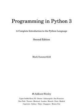 Programming in Python 3