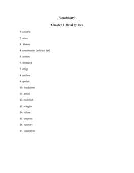 Vocabulary Chapter 6 Trial by Fire