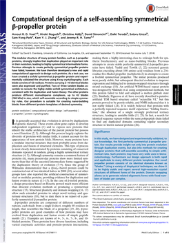 Computational Design of a Self-Assembling Symmetrical Β-Propeller Protein