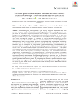 Mistletoe Generates Non‐Trophic and Trait‐Mediated Indirect Interactions