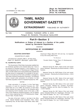 124] CHENNAI, TUESDAY, APRIL 3, 2018 Panguni 20, Hevilambi, Thiruvalluvar Aandu-2049