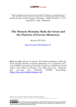 Radu the Great and the Charters of Govora Monastery