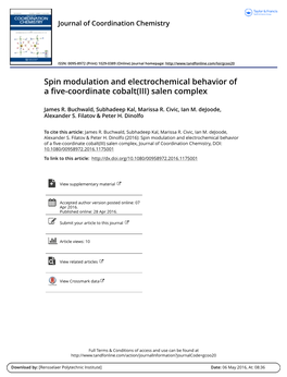 Spin Modulation and Electrochemical Behavior of a Five-Coordinate Cobalt(III) Salen Complex