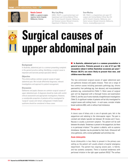 Surgical Causes of Upper Abdominal Pain