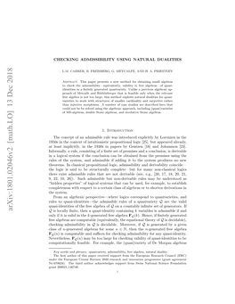 Arxiv:1801.02046V2 [Math.LO] 13 Dec 2018 Opeeeswt Epc Oacrancaso Lerso Oshor Under to Or Be Exam Algebras May for of Class Used, Rules System