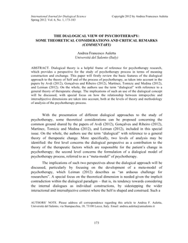 The Dialogical View of Psychotherapy: Some Theoretical Considerations and Critical Remarks (Commentary)