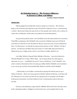 An Enduring Legacy – the German Influence in Samoan Culture and History by Misa Telefoni Retzlaff