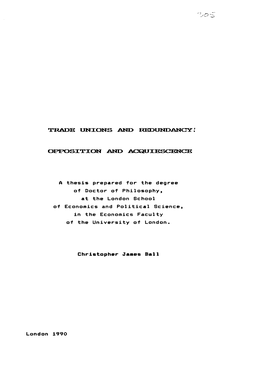 Trade Unions and Redundancy J Oetosition