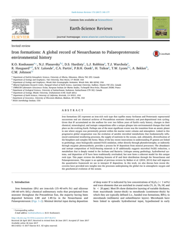 Iron Formations a Global Record of Neoarchaean to Palaeoproterozoic