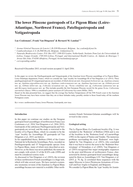 The Lower Pliocene Gastropods of Le Pigeon Blanc (Loire- Atlantique, Northwest France)