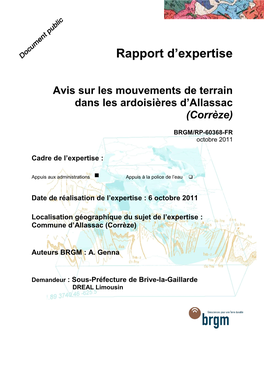 Rapport D'expertise Avis Sur Les Mouvements De Terrain