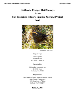 California Clapper Rail Surveys San Francisco Estuary Invasive Spartina