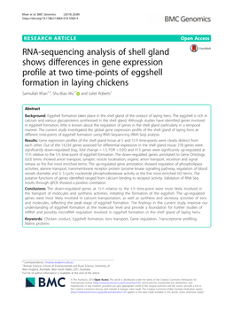 RNA-Sequencing Analysis of Shell Gland Shows Differences in Gene Expression Profile at Two Time-Points of Eggshell Formation In