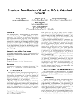 Crossbow: from Hardware Virtualized Nics to Virtualized Networks